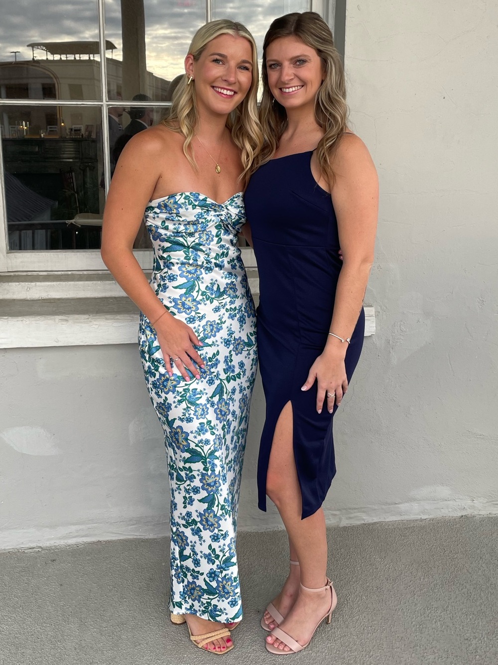 Beginning Boutique Ashley Blue Floral Formal Maxi Dress size 4